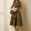 Olive Ralph Lauren Omeria Cotton Day Dress för kvinnor Olive Ralph Lauren Omeria Cotton Day Dress för kvinnor
