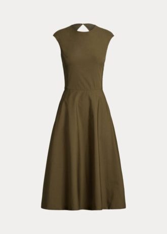 Olive Ralph Lauren Omeria Cotton Day Dress för kvinnor