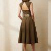 Olive Ralph Lauren Omeria Cotton Day Dress för kvinnor Olive Ralph Lauren Omeria Cotton Day Dress för kvinnor
