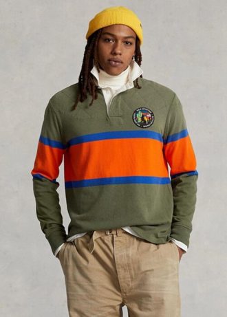 Olive Ralph Lauren Randiga Rugby-pikétröjor med klassisk passform för män Olive Ralph Lauren Randiga Rugby-pikétröjor med klassisk passform för män