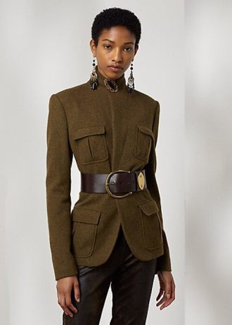 Olive Ralph Lauren Rhodri Twilljackor i ullblandning för kvinnor