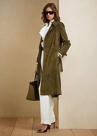 Olive Ralph Lauren Romilly lamm-mocka kappor för kvinnor