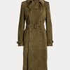 Olive Ralph Lauren Romilly lamm-mocka kappor för kvinnor Olive Ralph Lauren Romilly lamm-mocka kappor för kvinnor