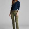 Olive Ralph Lauren Stretch Skinny Cargo-byxor för kvinnor Olive Ralph Lauren Stretch Skinny Cargo-byxor för kvinnor