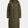 Olive Ralph Lauren vattenavvisande långa dunrockar för kvinnor Olive Ralph Lauren vattenavvisande långa dunrockar för kvinnor