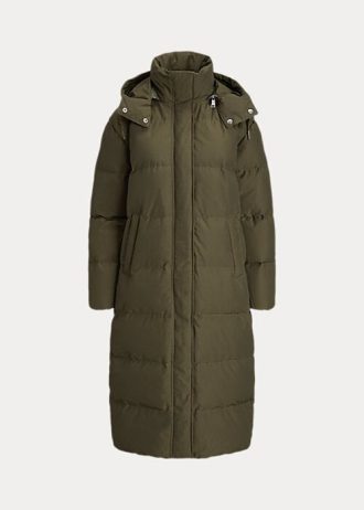 Olive Ralph Lauren vattenavvisande långa dunrockar för kvinnor