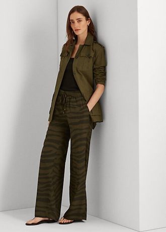 Oliver Ralph Lauren Zebra-Print Crepe vidbensbyxor för kvinnor
