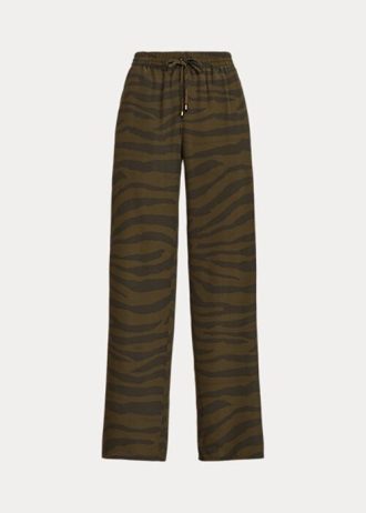 Oliver Ralph Lauren Zebra-Print Crepe vidbensbyxor för kvinnor