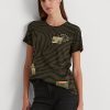 Oliver Ralph Lauren Zebra-Print Jersey T-shirts för kvinnor Oliver Ralph Lauren Zebra-Print Jersey T-shirts för kvinnor