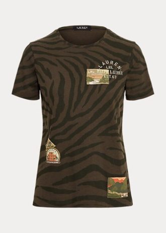 Oliver Ralph Lauren Zebra-Print Jersey T-shirts för kvinnor Oliver Ralph Lauren Zebra-Print Jersey T-shirts för kvinnor