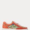 Orange dam Ralph Lauren Hailey blommiga Monogram Jacquard Sneakers Orange dam Ralph Lauren Hailey blommiga Monogram Jacquard Sneakers