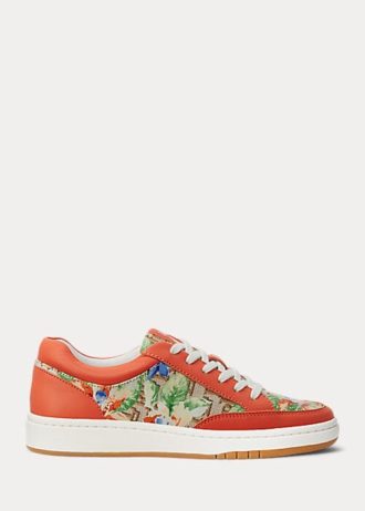 Orange dam Ralph Lauren Hailey blommiga Monogram Jacquard Sneakers