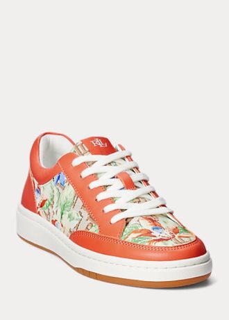 Orange dam Ralph Lauren Hailey blommiga Monogram Jacquard Sneakers