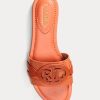Orange Ralph Lauren Alegra platta läderskor med krokodilprägling för kvinnor Orange Ralph Lauren Alegra platta läderskor med krokodilprägling för kvinnor