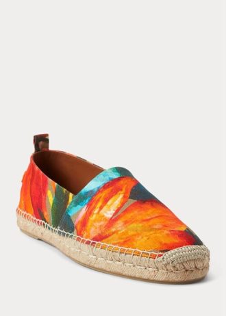 Orange Ralph Lauren Bowsworth Floral Linne Espadrille för män