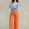 Orange Ralph Lauren Chino vidbensbyxor för kvinnor Orange Ralph Lauren Chino vidbensbyxor för kvinnor