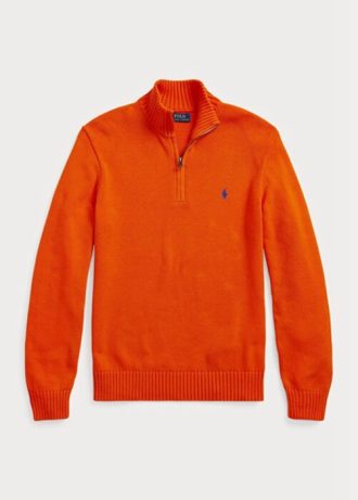 Orange Ralph Lauren Cotton tröja med kvarts dragkedja för män