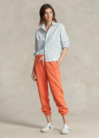 Orange Ralph Lauren fleecefriidrottsbyxor för kvinnor