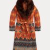 Orange Ralph Lauren Jacquardjackor med shearlingkrage för kvinnor Orange Ralph Lauren Jacquardjackor med shearlingkrage för kvinnor