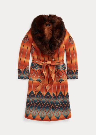 Orange Ralph Lauren Jacquardjackor med shearlingkrage för kvinnor