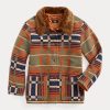 Orange Ralph Lauren Jacquardjackor med shearlingkrage för kvinnor Orange Ralph Lauren Jacquardjackor med shearlingkrage för kvinnor