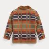 Orange Ralph Lauren Jacquardjackor med shearlingkrage för kvinnor Orange Ralph Lauren Jacquardjackor med shearlingkrage för kvinnor