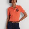 Orange Ralph Lauren Jersey-pikétröjor för kvinnor Orange Ralph Lauren Jersey-pikétröjor för kvinnor