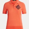 Orange Ralph Lauren Jersey-pikétröjor för kvinnor Orange Ralph Lauren Jersey-pikétröjor för kvinnor