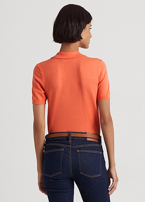 Orange Ralph Lauren Jersey-pikétröjor för kvinnor Orange Ralph Lauren Jersey-pikétröjor för kvinnor
