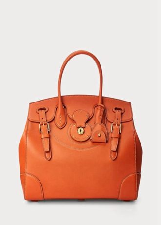 Orange Ralph Lauren Kalvskinn Mjuk Ricky 33 handväska för kvinnor