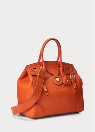 Orange Ralph Lauren Kalvskinn Mjuk Ricky 33 handväska för kvinnor