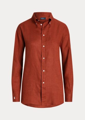 Orange Ralph Lauren linneskjortor med avslappnad passform för kvinnor Orange Ralph Lauren linneskjortor med avslappnad passform för kvinnor