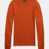Orange Ralph Lauren Ralph Lauren Ribbade T-shirts i mocka med långa ärmar Orange Ralph Lauren Ralph Lauren Ribbade T-shirts i mocka med långa ärmar
