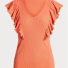 Orange Ralph Lauren Ralph Lauren T-shirts med volanger i ribbstickade t-shirts Orange Ralph Lauren Ralph Lauren T-shirts med volanger i ribbstickade t-shirts