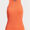 Orange Ralph Lauren Ribbstickade bomullströjor för kvinnor Orange Ralph Lauren Ribbstickade bomullströjor för kvinnor