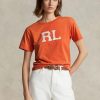 Orange Ralph Lauren Rl-tröja med logotyp för kvinnor Orange Ralph Lauren Rl-tröja med logotyp för kvinnor