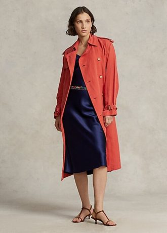 Orange Ralph Lauren Silk-Blend-kappor för kvinnor