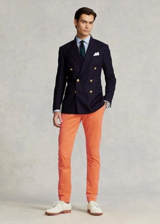 Orange Ralph Lauren Stretch Slim Fit Chino-byxor för män