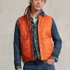 Orange Ralph Lauren vattenavvisande vadderad väst för män Orange Ralph Lauren vattenavvisande vadderad väst för män