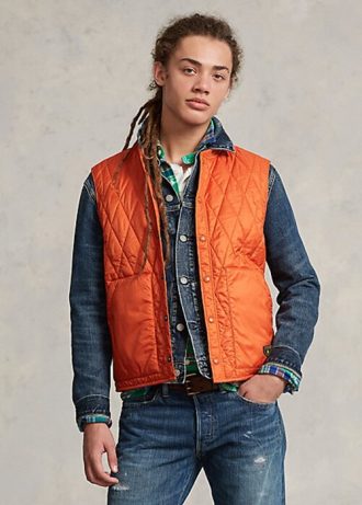 Orange Ralph Lauren vattenavvisande vadderad väst för män