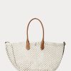 Parchment Cream Dam Ralph Lauren Lädertrim Virkade Stora Bellport Tygpåsar Parchment Cream Dam Ralph Lauren Lädertrim Virkade Stora Bellport Tygpåsar