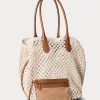 Parchment Cream Dam Ralph Lauren Lädertrim Virkade Stora Bellport Tygpåsar Parchment Cream Dam Ralph Lauren Lädertrim Virkade Stora Bellport Tygpåsar