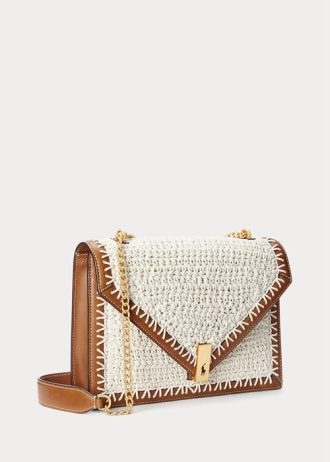 Parchment Cream Dam Ralph Lauren Polo ID Virkade Kuvert Kedja Crossbody-väskor