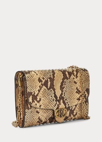 Pergament dam Ralph Lauren Faux-Snakeskin Medium Adair Crossbody-väskor