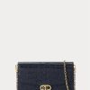 Raffinerad marin dam Ralph Lauren präglade läder Medium Adair Crossbody-väskor Raffinerad marin dam Ralph Lauren präglade läder Medium Adair Crossbody-väskor