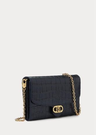 Raffinerad marin dam Ralph Lauren präglade läder Medium Adair Crossbody-väskor Raffinerad marin dam Ralph Lauren präglade läder Medium Adair Crossbody-väskor