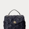 Raffinerad marin dam Ralph Lauren Quilted Läder Medium Farrah Satchel-väskor Raffinerad marin dam Ralph Lauren Quilted Läder Medium Farrah Satchel-väskor