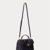 Raffinerad marin dam Ralph Lauren Quilted Läder Medium Farrah Satchel-väskor Raffinerad marin dam Ralph Lauren Quilted Läder Medium Farrah Satchel-väskor