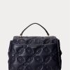 Raffinerad marin dam Ralph Lauren Quilted Läder Medium Farrah Satchel-väskor Raffinerad marin dam Ralph Lauren Quilted Läder Medium Farrah Satchel-väskor