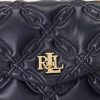 Raffinerad marin dam Ralph Lauren Quilted Läder Medium Farrah Satchel-väskor Raffinerad marin dam Ralph Lauren Quilted Läder Medium Farrah Satchel-väskor